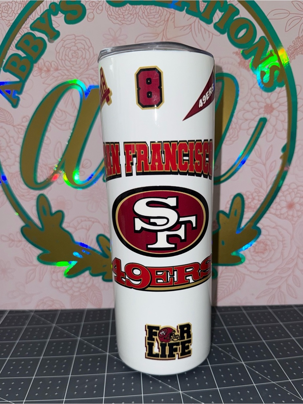 San Francisco/49ers Logo Tumbler - White with Black & Red and Yellow Accents